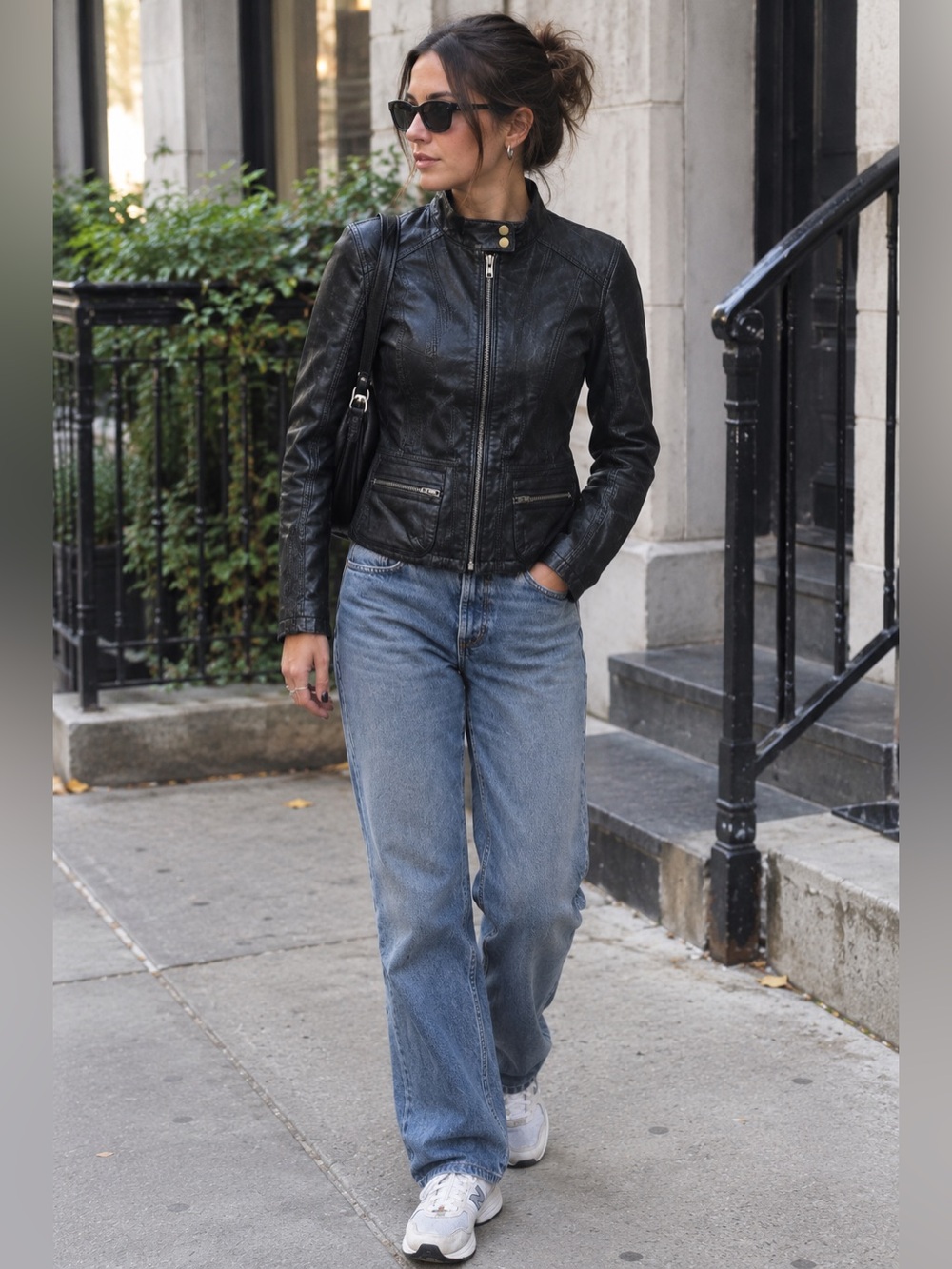 Y2K Black Leather Moto Jacket